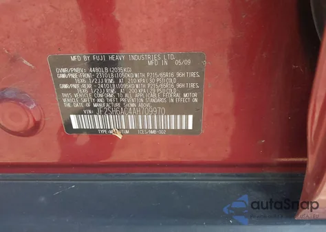 2010 Subaru Forester 2.5X z USA, uszkodzony, nr VIN JF2SH6AC4AH709970